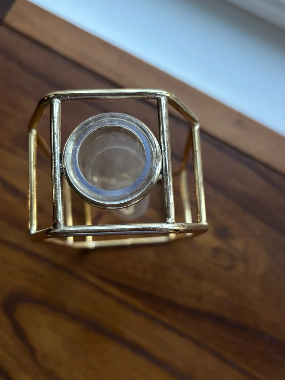 Gold Geometric Single-Stem Vase with Clear Glass Tube
